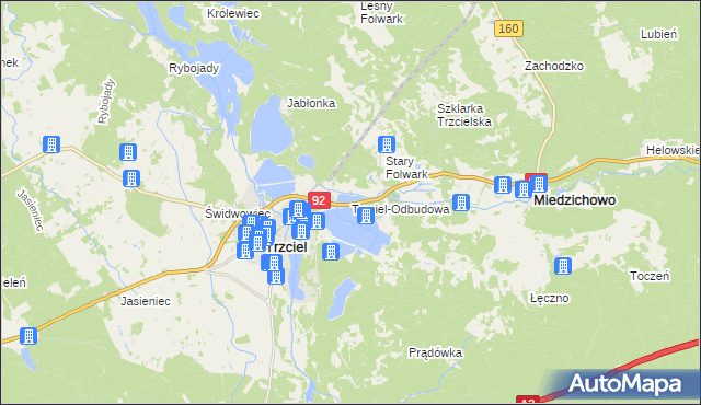 mapa Trzciel-Odbudowa, Trzciel-Odbudowa na mapie Targeo