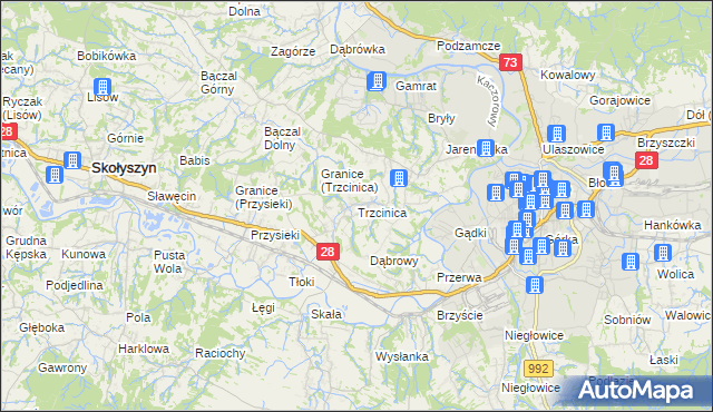 mapa Trzcinica gmina Jasło, Trzcinica gmina Jasło na mapie Targeo