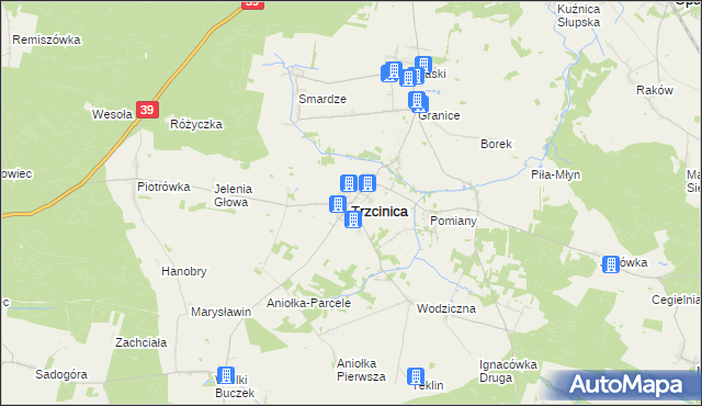 mapa Trzcinica powiat kępiński, Trzcinica powiat kępiński na mapie Targeo