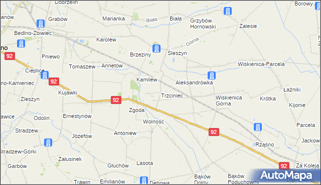 mapa Trzciniec gmina Bedlno, Trzciniec gmina Bedlno na mapie Targeo