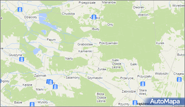 mapa Trzcinka gmina Brąszewice, Trzcinka gmina Brąszewice na mapie Targeo