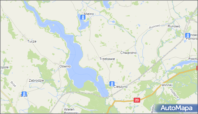 mapa Trzebawie, Trzebawie na mapie Targeo