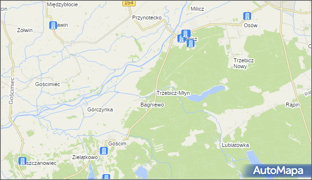 mapa Trzebicz-Młyn, Trzebicz-Młyn na mapie Targeo