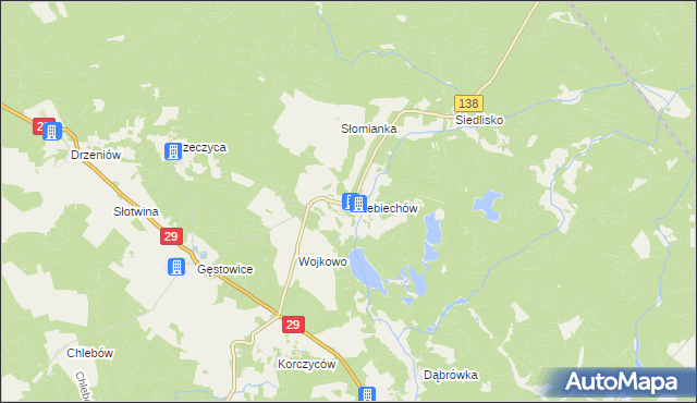 mapa Trzebiechów gmina Maszewo, Trzebiechów gmina Maszewo na mapie Targeo