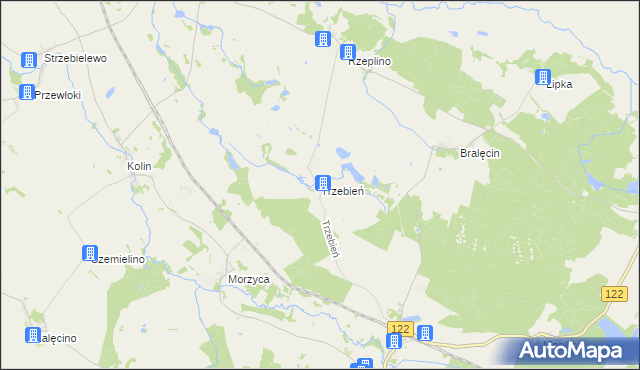 mapa Trzebień gmina Dolice, Trzebień gmina Dolice na mapie Targeo