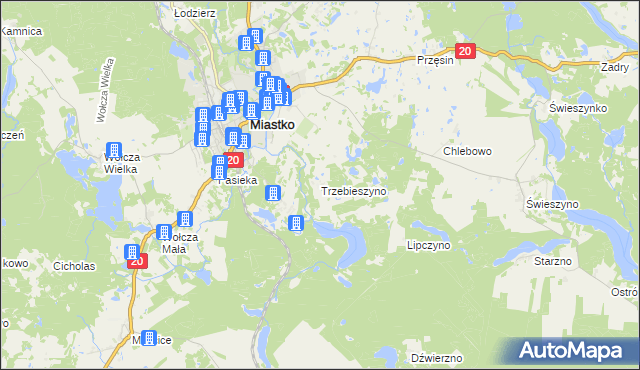 mapa Trzebieszyno, Trzebieszyno na mapie Targeo