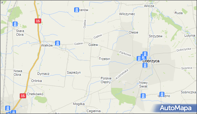 mapa Trzebin gmina Dobrzyca, Trzebin gmina Dobrzyca na mapie Targeo