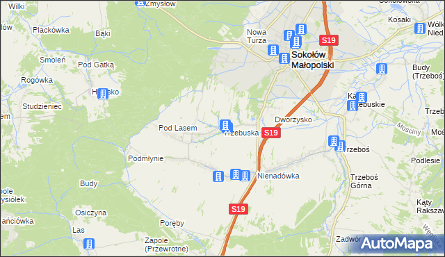 mapa Trzebuska, Trzebuska na mapie Targeo