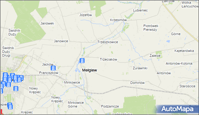 mapa Trzeciaków, Trzeciaków na mapie Targeo