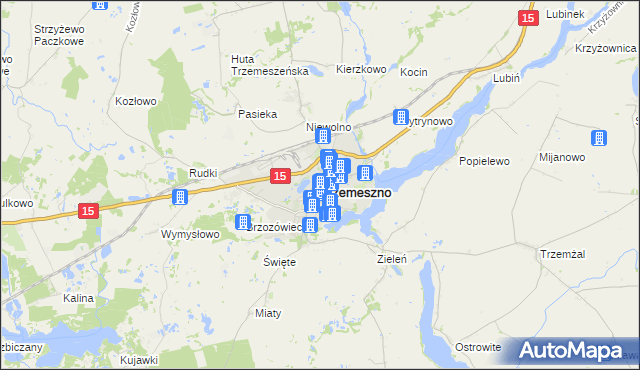 mapa Trzemeszno powiat gnieźnieński, Trzemeszno powiat gnieźnieński na mapie Targeo