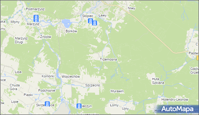 mapa Trzemosna, Trzemosna na mapie Targeo