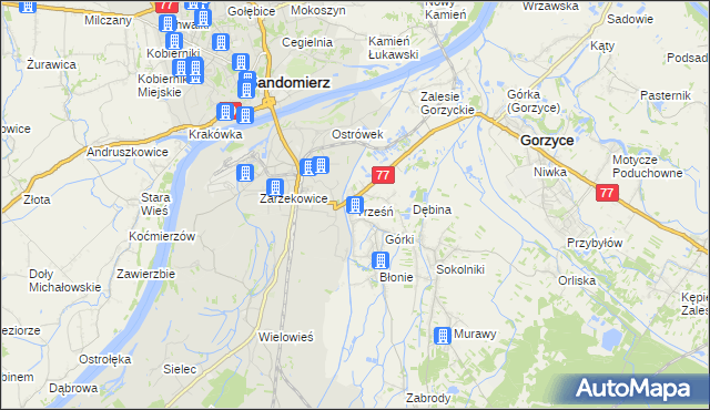 mapa Trześń gmina Gorzyce, Trześń gmina Gorzyce na mapie Targeo