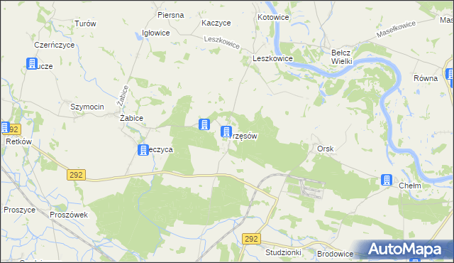 mapa Trzęsów gmina Grębocice, Trzęsów gmina Grębocice na mapie Targeo