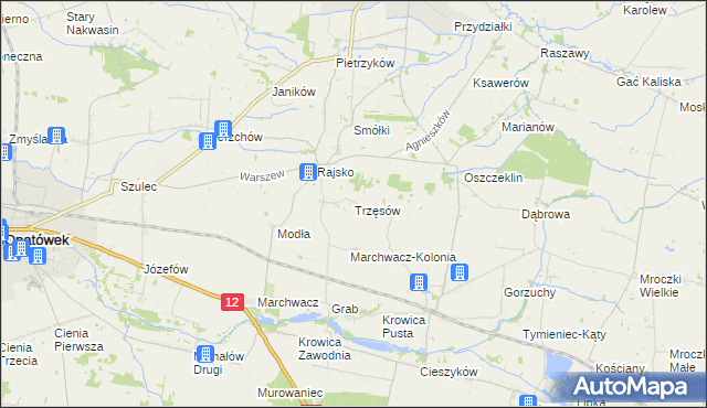 mapa Trzęsów gmina Szczytniki, Trzęsów gmina Szczytniki na mapie Targeo