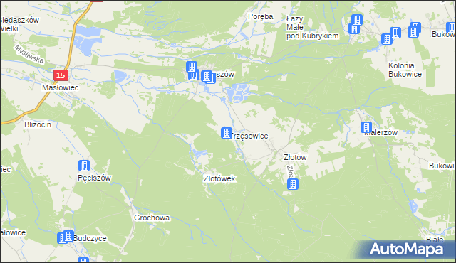 mapa Trzęsowice, Trzęsowice na mapie Targeo