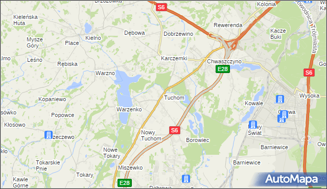 mapa Tuchom, Tuchom na mapie Targeo