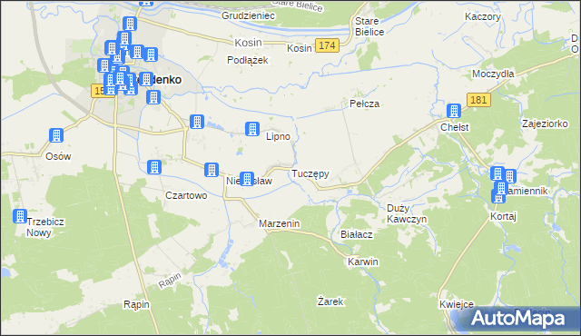 mapa Tuczępy gmina Drezdenko, Tuczępy gmina Drezdenko na mapie Targeo