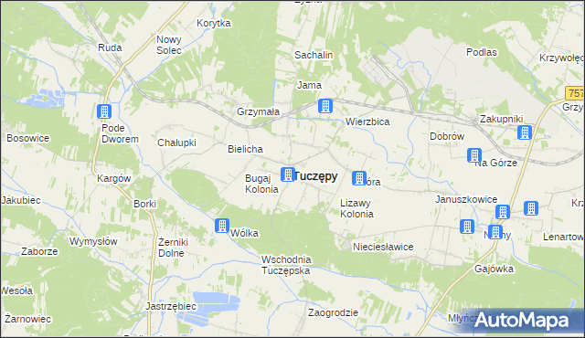 mapa Tuczępy powiat buski, Tuczępy powiat buski na mapie Targeo