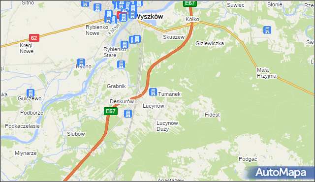 mapa Tumanek, Tumanek na mapie Targeo