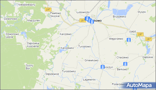 mapa Turostowo, Turostowo na mapie Targeo