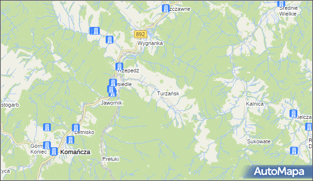 mapa Turzańsk, Turzańsk na mapie Targeo