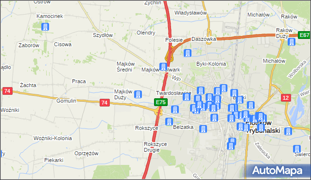 mapa Twardosławice, Twardosławice na mapie Targeo