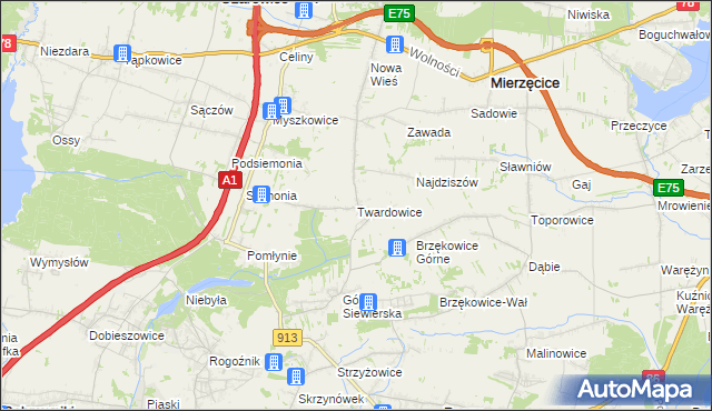 mapa Twardowice, Twardowice na mapie Targeo