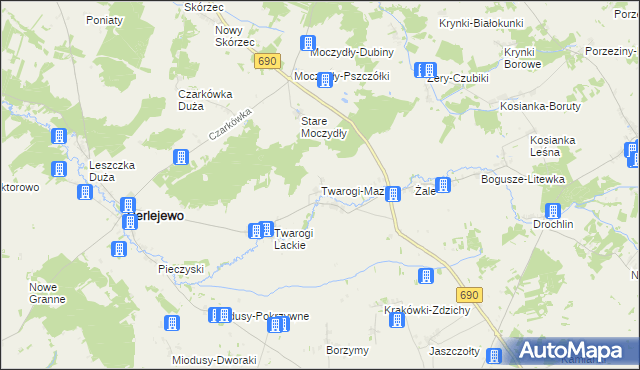 mapa Twarogi-Mazury, Twarogi-Mazury na mapie Targeo