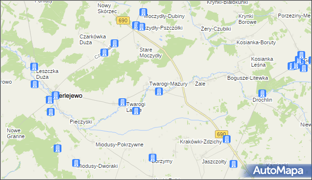 mapa Twarogi-Wypychy, Twarogi-Wypychy na mapie Targeo