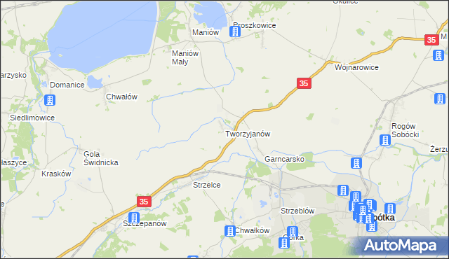 mapa Tworzyjanów, Tworzyjanów na mapie Targeo