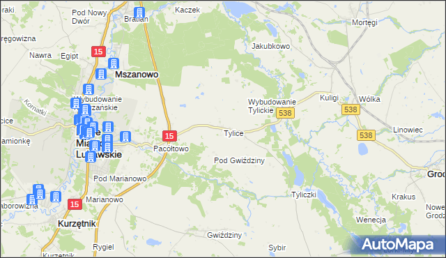 mapa Tylice gmina Nowe Miasto Lubawskie, Tylice gmina Nowe Miasto Lubawskie na mapie Targeo