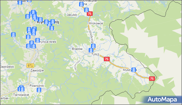 mapa Tylicz, Tylicz na mapie Targeo