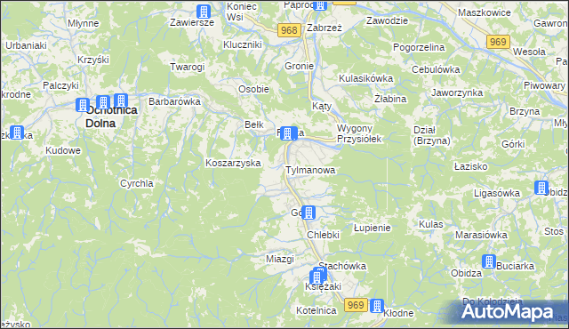 mapa Tylmanowa, Tylmanowa na mapie Targeo