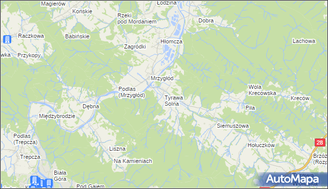 mapa Tyrawa Solna, Tyrawa Solna na mapie Targeo