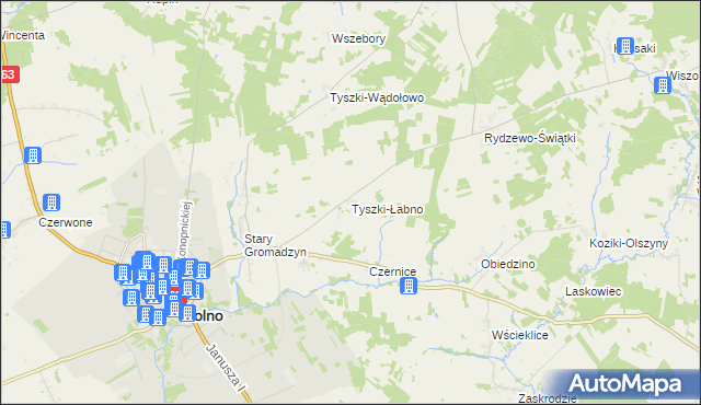 mapa Tyszki-Łabno, Tyszki-Łabno na mapie Targeo