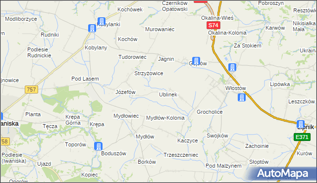 mapa Ublinek, Ublinek na mapie Targeo