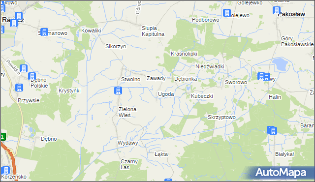 mapa Ugoda gmina Rawicz, Ugoda gmina Rawicz na mapie Targeo