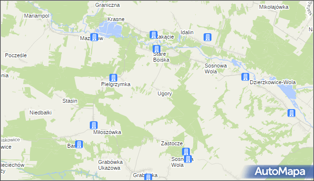 mapa Ugory gmina Józefów nad Wisłą, Ugory gmina Józefów nad Wisłą na mapie Targeo