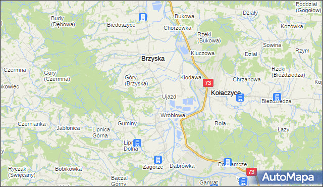 mapa Ujazd gmina Brzyska, Ujazd gmina Brzyska na mapie Targeo