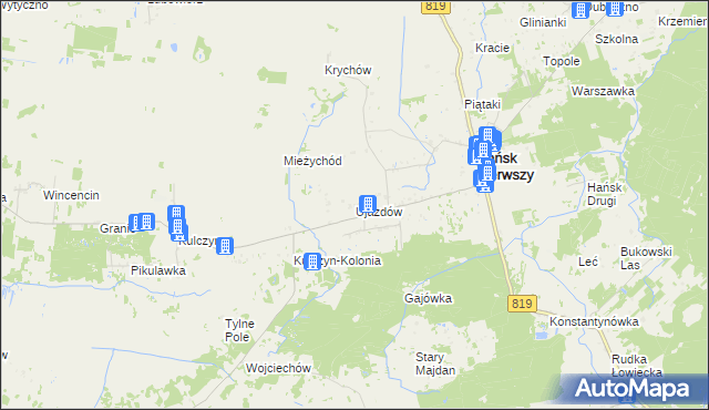 mapa Ujazdów gmina Hańsk, Ujazdów gmina Hańsk na mapie Targeo