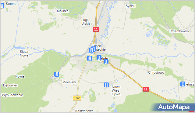 mapa Ujście powiat pilski, Ujście powiat pilski na mapie Targeo