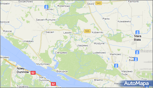 mapa Ulaszewo, Ulaszewo na mapie Targeo