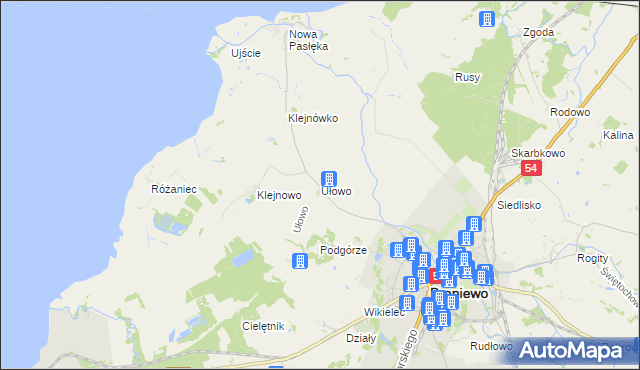 mapa Ułowo, Ułowo na mapie Targeo