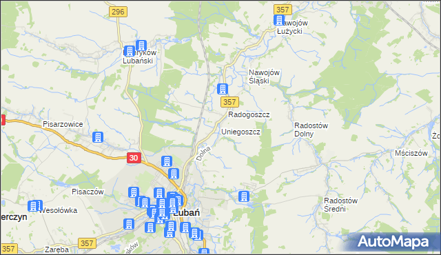 mapa Uniegoszcz, Uniegoszcz na mapie Targeo