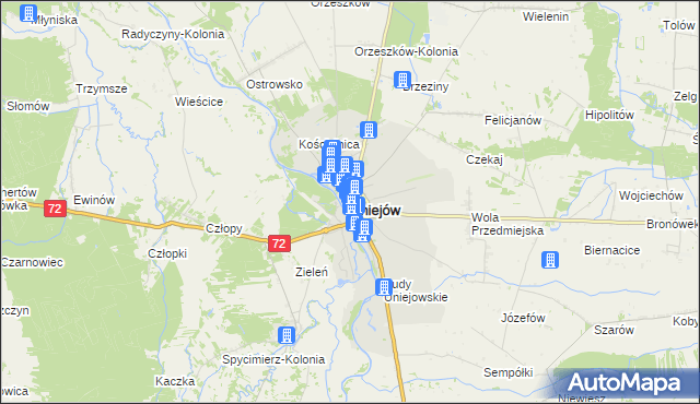 mapa Uniejów, Uniejów na mapie Targeo