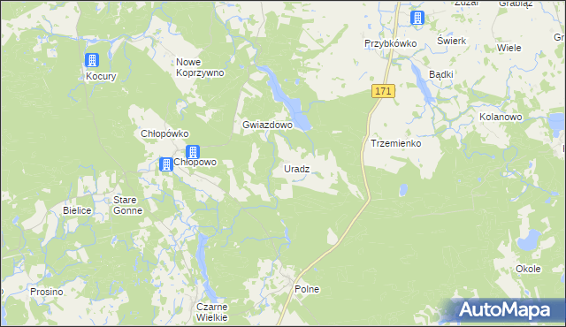 mapa Uradz, Uradz na mapie Targeo