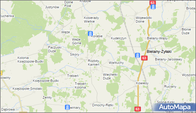mapa Urbanki gmina Bielany, Urbanki gmina Bielany na mapie Targeo