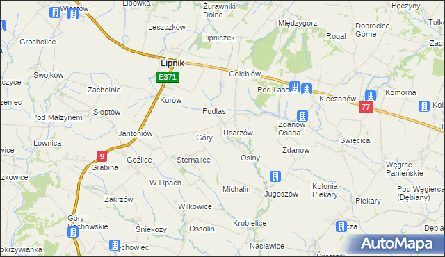 mapa Usarzów, Usarzów na mapie Targeo