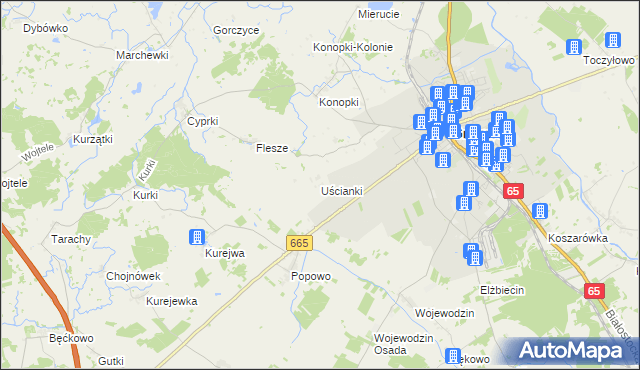 mapa Uścianki gmina Grajewo, Uścianki gmina Grajewo na mapie Targeo