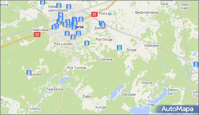 mapa Ustronie gmina Czersk, Ustronie gmina Czersk na mapie Targeo